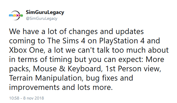 The Sims 4 Console Update The Sims 4 Console Update